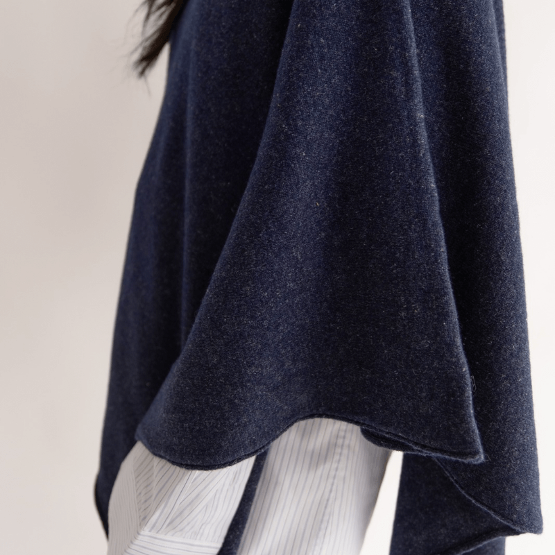 Hemprino wrap poncho made from hemp and merino blend - Navy